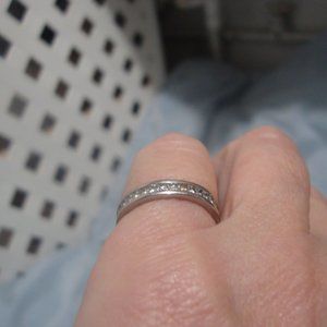 Estate eternity Square/princess diamond platinum 3.5mm band ring size 6